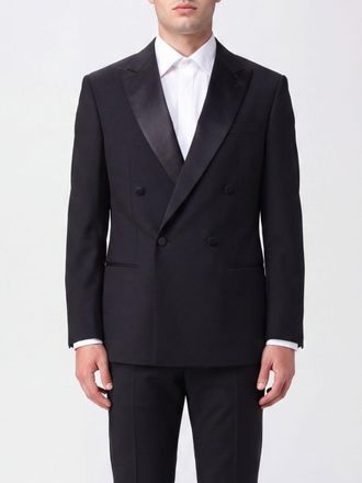 Giorgio Armani Blazer doppiopetto in lana vergine con rever a lancia