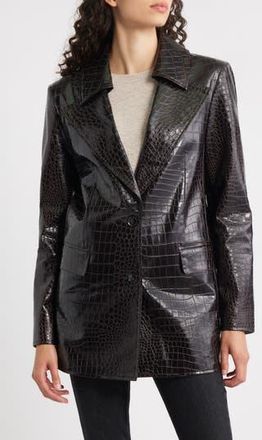Bernardo Croc Embossed Faux Leather Jacket in Brown at Nordstrom Rack, Size X-Small