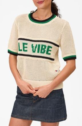 Clare Vivier Le Vibe Cotton Knit T-Shirt in Cream/Green at Nordstrom Rack, Size Xx-Large