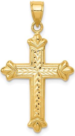 Diamond2Deal 14k Yellow Gold Reversible Diamond-cut Cross Pendant