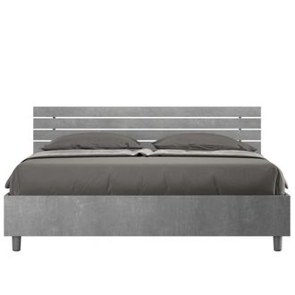 ITYhome Cama sin somier 160x190 efecto madera gris cemento