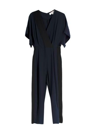 Diane Von Fürstenberg Diane Von Furstenberg Navy Blue Wrap Jumpsuit Size XXS
