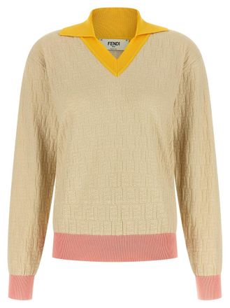 Fendi Beige FF Jacquard Sweater