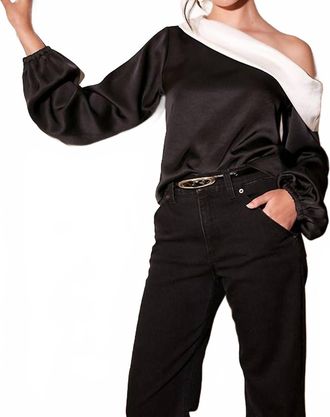 Fifteen Twenty Marisa One-Shoulder Top In Black/cream