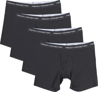 French Connection Classic Organic Cotton Boxer Brief 4-Pack in Black at Nordstrom, Size Medium