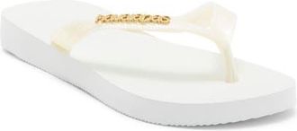 Havaianas Metallic Logo Flip Flop in White at Nordstrom, Size 11