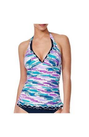 Gottex Canva Tricolore Halter Tankini Top in Multi-Blue at Nordstrom, Size 10