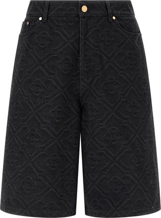 Casablanca Black Laser Monogram Denim Bermuda Shorts
