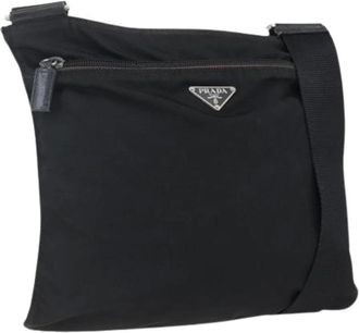 Prada Pre-owned Cross Body Bags, female, Black, Size: ONE SIZE Pre-owned Nylon Cross Body Bag