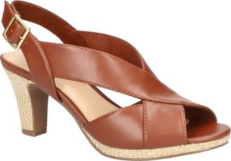 Easy Street Christy Sandal in Tan With Natural Woven at Nordstrom Rack, Size 6.5