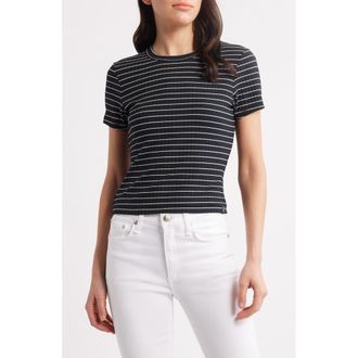 Rag & Bone Luca Stripe Rib Baby T-Shirt in Black Multi at Nordstrom Rack, Size X-Small