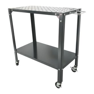 Relaxdays Relaxdays Mesa De Soldadura Con Ruedas, Banco Con Placa Perforada, Hbt: 91,5x88x46 Cm, Para Taller, Acero Gris