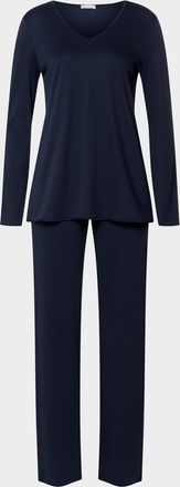 Hanro Silk-Trim Mercerized Cotton Pajama Set