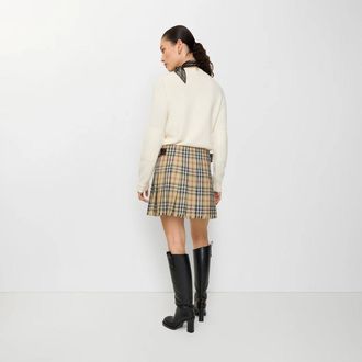 Burberry Checked Cotton Skirt - Beige