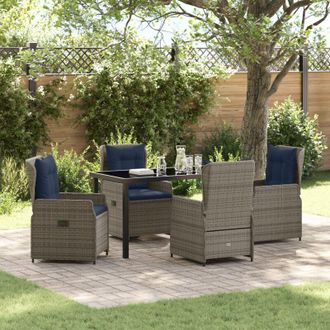 vidaXL Garden Dining Set 5 pcs Grey Poly rattan vidaXL