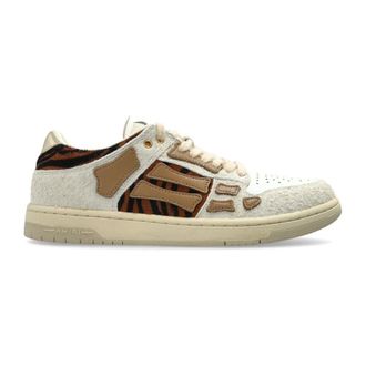 Amiri Schoenen, Dames, Beige, 35 EU, Leer, Zebra Skel Top Low Sneakers