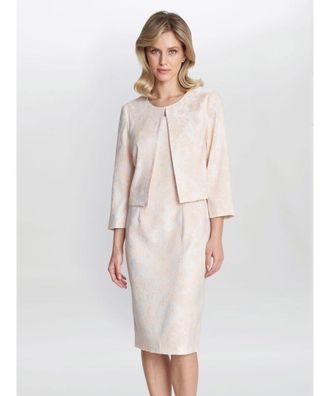 Gina Bacconi Womens Lily Jacquard Shift Dress And Bolero - Peach - Size 14 UK