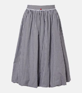 Bananhot Alba gingham cotton poplin midi skirt