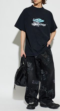 Balenciaga T-shirt With Print, Mens, Black