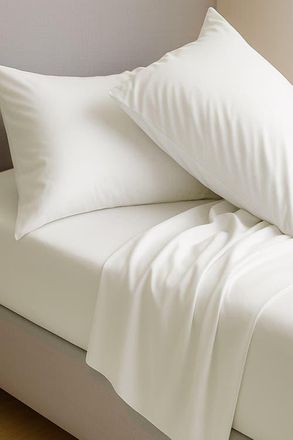 BedVoyage Melange Viscose Cotton Sheet Set - Breathable & Cozy Comfort in Snow at Nordstrom, Size Queen