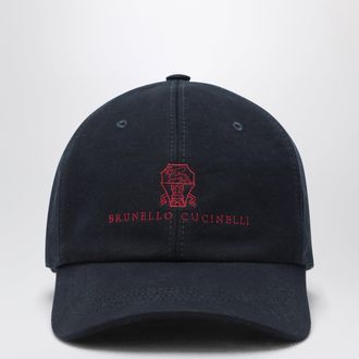Brunello Cucinelli Cappello da baseball blu navy in cotone