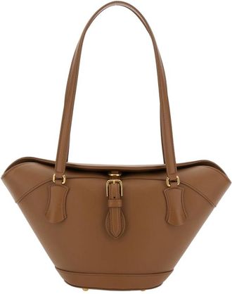 Dolce & Gabbana Bruine leren schoudertas met gesp - Dames - Schoudertassen - Bruin - ONE Size - Leer - Tassen
