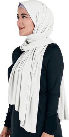 Lina & Lily Non-see-through Premium Jersey Modal Hijab Head Scarf Shawl Wrap for Muslim Women (Ivory White)