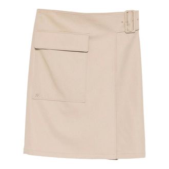 Courr&egrave;ges Short Skirts, female, Beige, Size: S Utility Buckle Cotton Skirt
