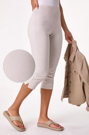 Roman Striped Cropped Stretch Trouser