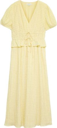 M&S Collection Textured Tie Waist Dress in Yellow at Nordstrom, Size 14