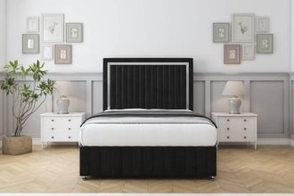 Comfort Beds Boston Chrome Plush Divan Base No Drawers - 54 Headboard-Footboard in Black | Size: Double