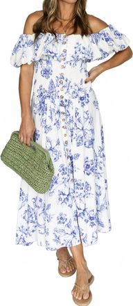 Olivaceous Daffodil Darling Smocked Dress In White