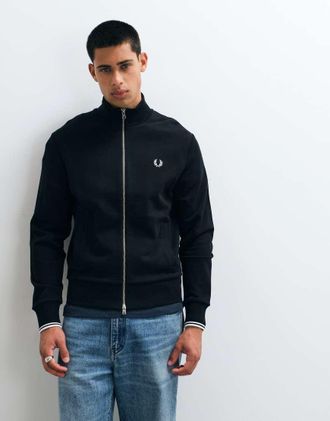 Fred Perry felpa con zip nera-Nero