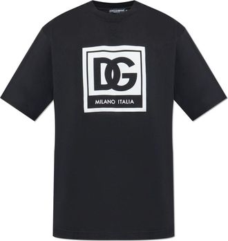 Dolce & Gabbana T-shirt met bedrukt logo - Heren - T-shirts - Zwart - L - Katoen - Tops