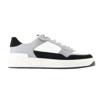 Balmain Sneakers, male, White, 12 UK, Black Leather Trainers - Round Toe