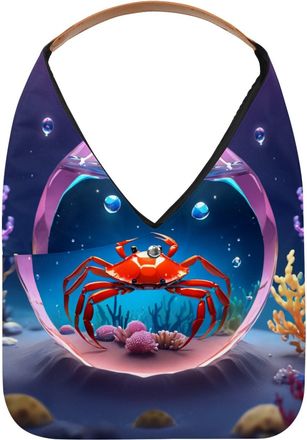 Generic Crab Crystal Ball Reusable Lightweight Grocery Bags - Foldable Into Compact Pouch, Washable & Sturdy, Multipurpose for Shopping and Travel