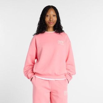 New Balance Donna Reimagined Fleece Crew in Rosa, Taglia XS