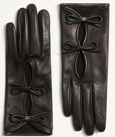 Valentino Garavani VLogo Signature Nappa Leather Gloves With Bows Woman BLACK 6.5