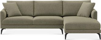 Castlery Lena Chaise Sectional Sofa Right Facing Customized, Performance Classic Twill Moss Matte Black Legs, Spill Resistant, Removable Covers for Castlery