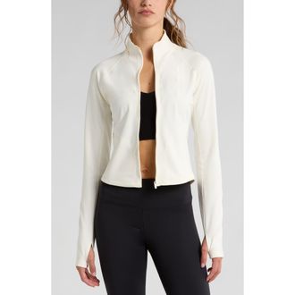 Zella Active Fleece Lined Jacket in Ivory Egret at Nordstrom Rack, Size Medium