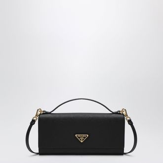 Prada Black Saffiano wallet with shoulder strap