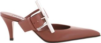 Alexander McQueen Alexander Mcqueen Ladies Rouge Fonce 70mm Francisco Leather Mules, Brand Size 37 ( US Size 7 )