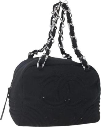 Chanel Pre-owned Vintage Schoudertas - Dames - Vintage Schoudertas - Zwart - ONE Size - Katoen - Vintage