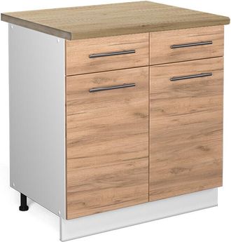 Vicco Mueble Bajo De Cocina Fame-line, Roble Dorado, 80 Cm, Et Roble