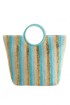 Shiraleah Womens Metallic Stripe Tote Bag In Turquoise/golc