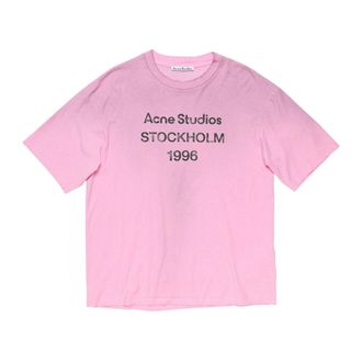 Acne Studios Tops, Heren, Roze, L, Katoen, Jersey T-shirt met ronde hals