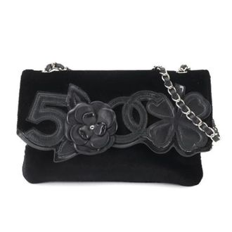 Chanel Pre-owned Velour Schoudertas - Dames - Pre-owned - Zwart - Maat: ONE Size Leer