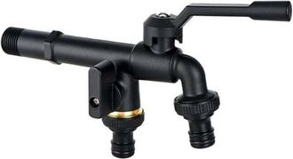 OEM Robinet &Agrave; Double T&ecirc;te - Laiton Massif - Entr&eacute;e 1/2 Pulgada - Dos Salidas 1/2 Pulgada - Alto Caudal - Para Jard&iacute;n Cesped Patio - 1 Unidad