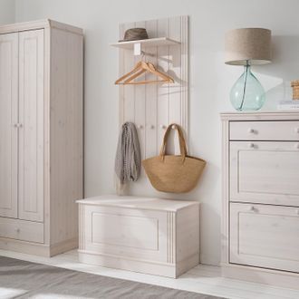 Maison Belfort home24 Maison Belfort Garderobenpaneel Lillehammer II Massivholz Kiefer Weiß 60x120x25 cm (BxHxT)