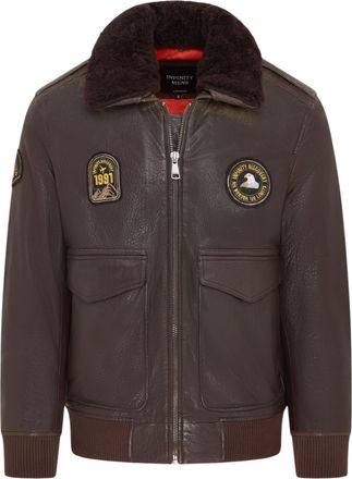 Infinity Leather Mens Black Leather Bomber Sheepskin Collar G-1 Aviator Jacket - Linear